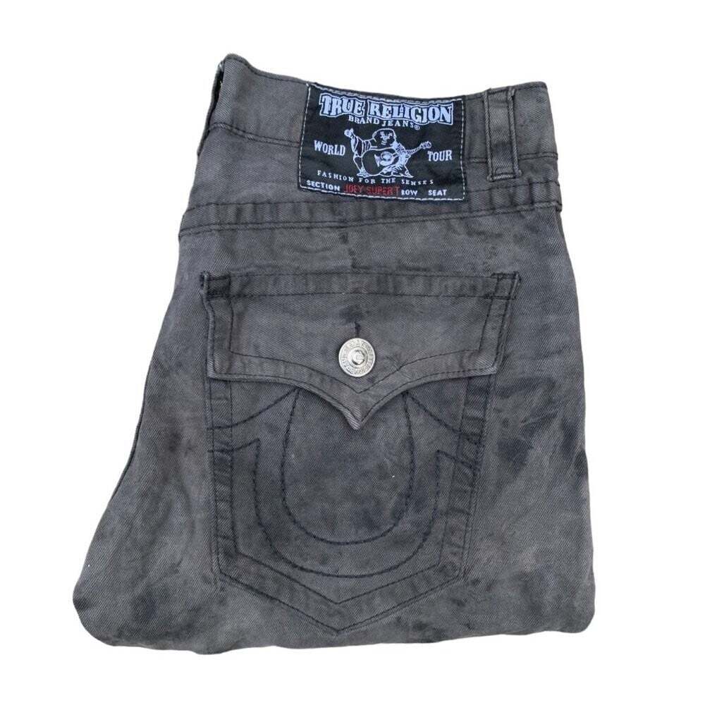 VINTAGE True Religion Jeans Size 36 JOEY SUPER T Gray Camo